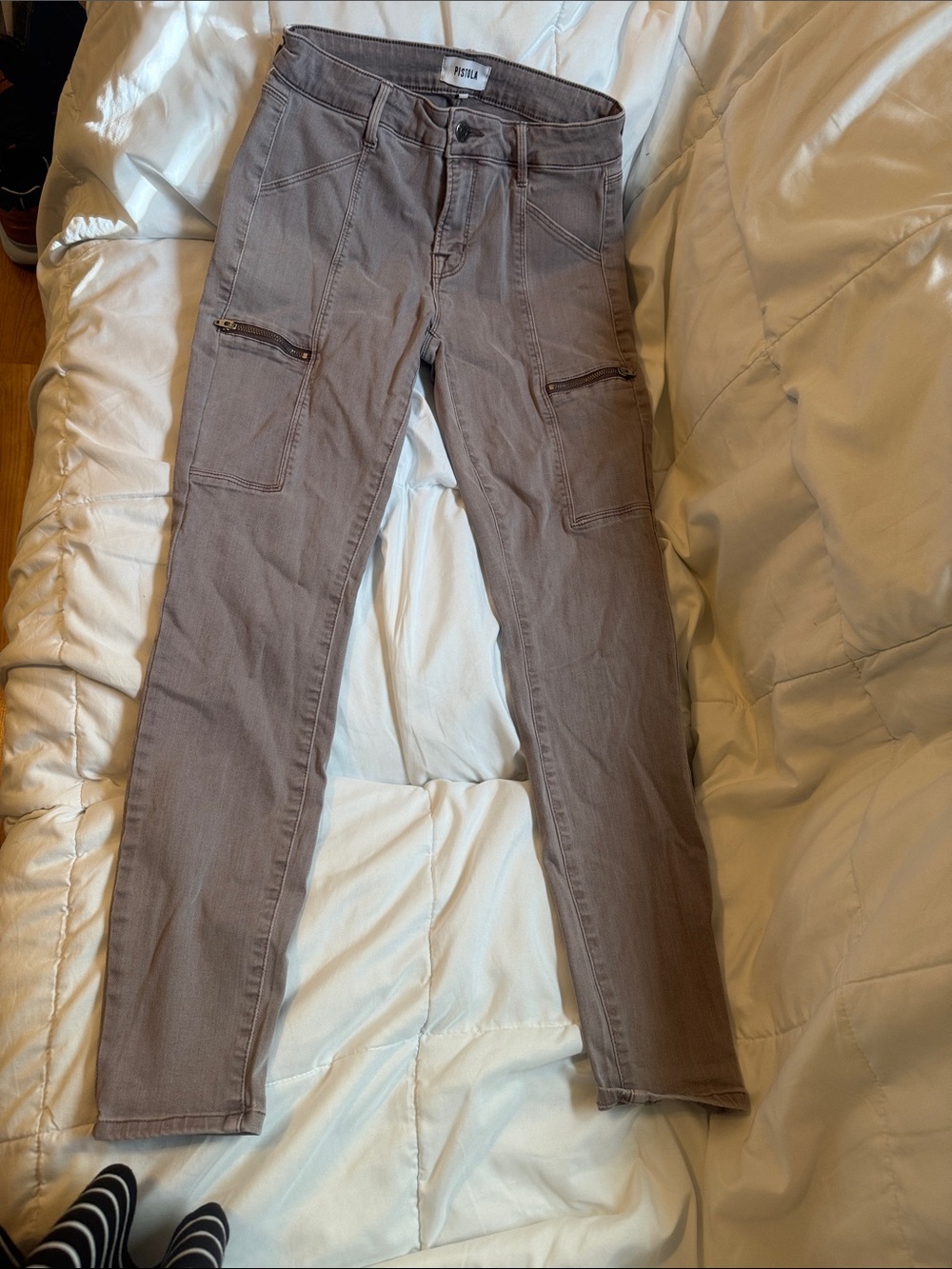 pistola Skinny Cargo Jeans in Taupe Gray